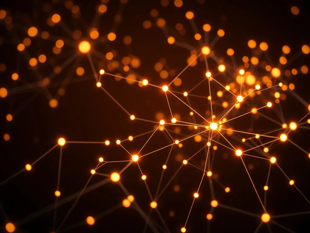 A high-tech neural network visualization with glowing nodes