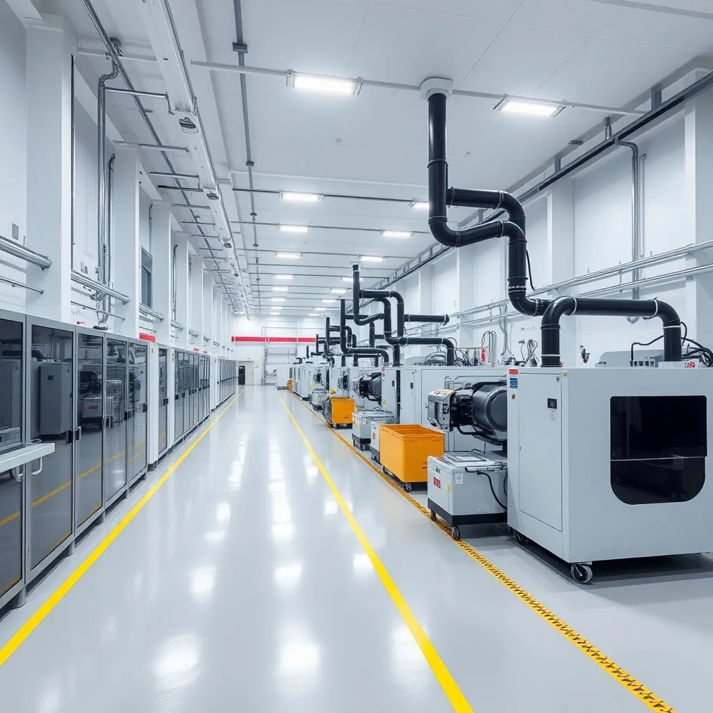 A modern industrial facility in Szekesfehervar with clean li